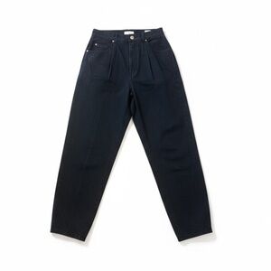 Vintage Sasson Black Pleated Cotton High Rise Mom Jeans